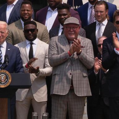 President Joe Biden and Tampa Bay Bucs Quarterback Tom Brady share a lighthearted back-and-forth about their ages