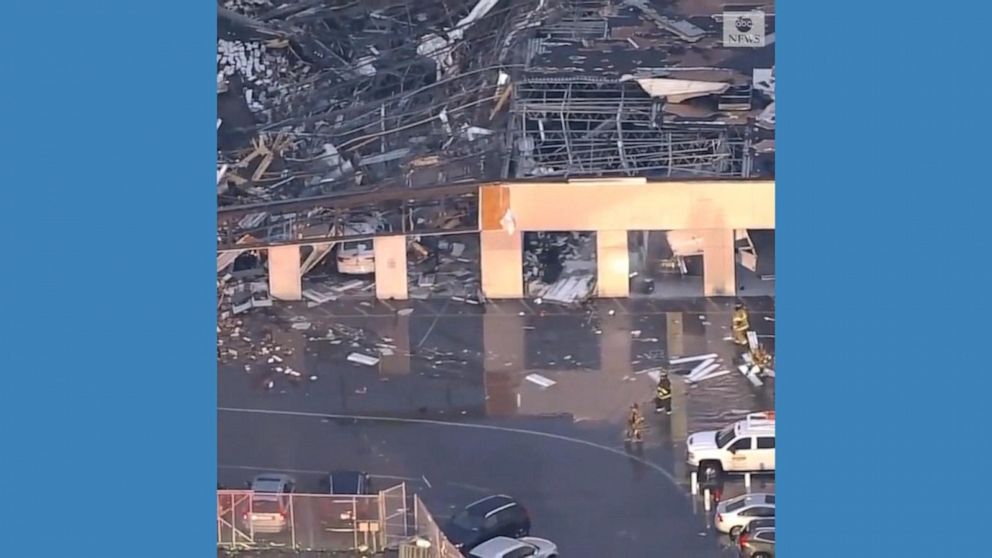 Video Footage shows buildings destroyed after tornado reported near