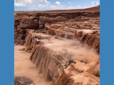 WATCH: Water cascades down Grand Falls after heavy rain