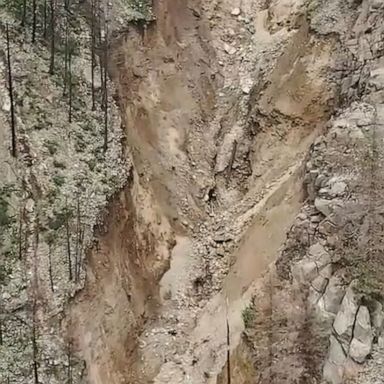 Drone footage captured the extent of mudslide damage in Glenwood Canyon, Colorado, following monsoon rains and flooding that forced the closure of Interstate 70.