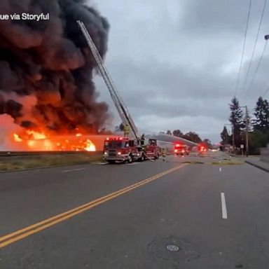 A massive fire broke out at a building in Puyallup, Washington, which contains 1,000 pounds of anhydrous ammonia, according to authorities.