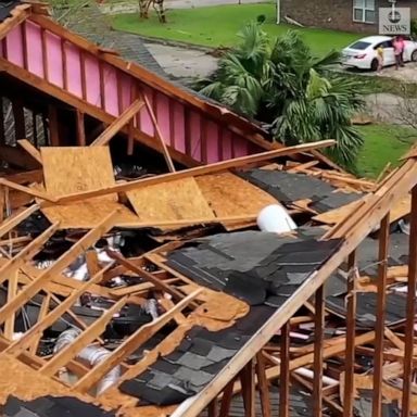 Drone footage shows flooding and wind damage in LaPlace, Louisiana, after Hurricane Ida pounded the community nestled between the Mississippi River and Lake Pontchartrain.