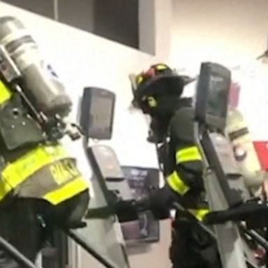 Firefighters at a New Jersey gym walked up 110 flights to honor those who lost their lives in the 9/11 attacks.