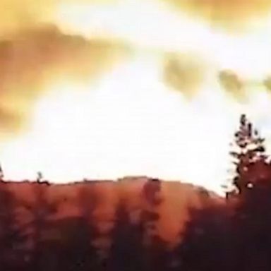 The fire painted the night sky red as seen at the Sequoia National Forest in California.