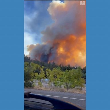 Smoke and flames swirl dangerously close to a road in California as the Fawn Fire spreads. The blaze has exploded to 5,800 acres and is only 10% contained.