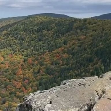 A hiker captured spectacular footage of autumn foliage in New Hampshire's Great North Woods.