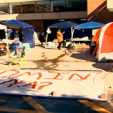 Many student demonstrators slept in tents while protesting dorm conditions.