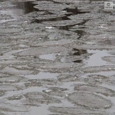 Waves and cold air temperatures caused the rare "pancake ice" on the surface of Lake Superior in Wisconsin.