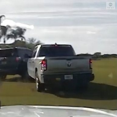 A dramatic chase in Florida ended on a golf course after the suspect's vehicle drove through a gate and was rammed to a stop.