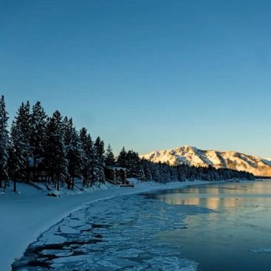 Cameras set up by the visitors' office captured wintry conditions settling over Lake Tahoe overnight.