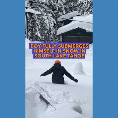 The snow was so deep in South Lake Tahoe that this boy was able to completely submerge himself in it.