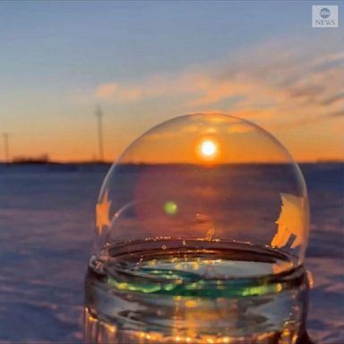 Bitter temperatures in western Minnesota turned bubbles on the rim of a jar into a snow globe of ice crystals.