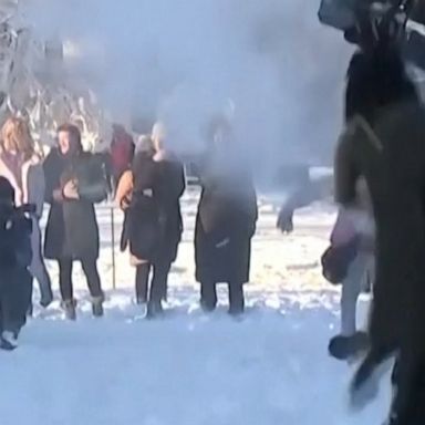 Opposing armies of snowball fighters pummeled each other on Washington, D.C.,’s National Mall after a storm unleashed heavy snow on the nation’s capital.