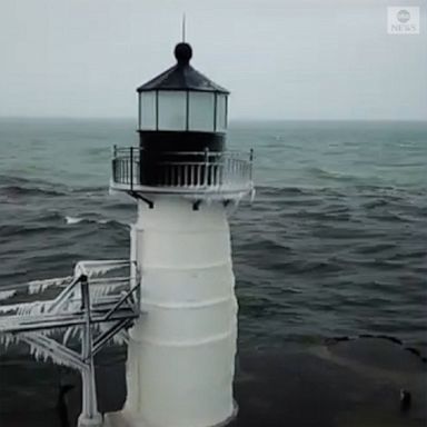 A lighthouse on Lake Michigan resembled a popsicle amid dropping temperatures across the state.