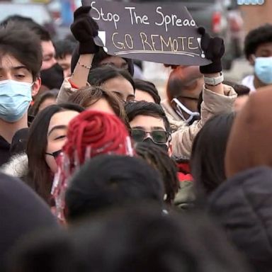 Students in Boston and Chicago walked out of their classes on Friday to protest in-person learning as COVID-19 cases continue to rise. 