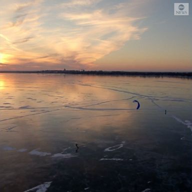 Ice skaters in Wisconsin took advantage of the plunging temperatures, taking the opportunity to glide across the frozen Lake Monona.