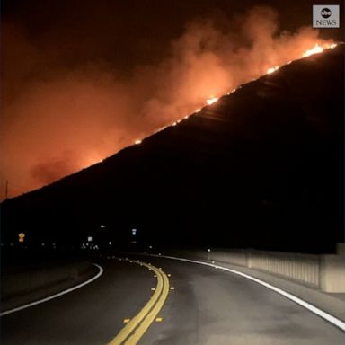 Footage shows a line of flames from the Colorado Fire in Big Sur, California -- a rare occurrence for January.