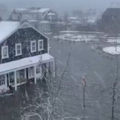 The weekend snowstorm that hit the Northeast led to flooding in Nantucket, Massachusetts, with authorities warning residents to stay off the roads.