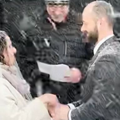 A Rhode Island couple wasn’t going to let a little snow stop them from getting married over the weekend.