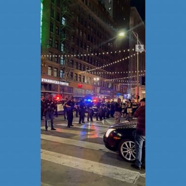 Police in Los Angeles issued dispersal orders as "large, violent and destructive crowds" gathered downtown following the Rams' win over the Bengals in Super Bowl LVI.