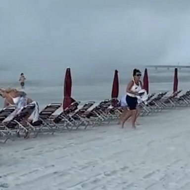 A waterspout sent beachgoers scrambling as it came ashore over the weekend in Southwest Florida. No injuries were reported.