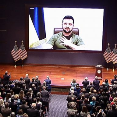 Ukrainian President Volodymyr Zelenskyy gave a virtual address to the U.S. Congress on Wednesday, pleading with the U.S. to help stop Russia's invasion of Ukraine.