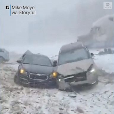 VIDEO: Cars, tractor trailers pile up on Pennsylvania interstate during snow squall