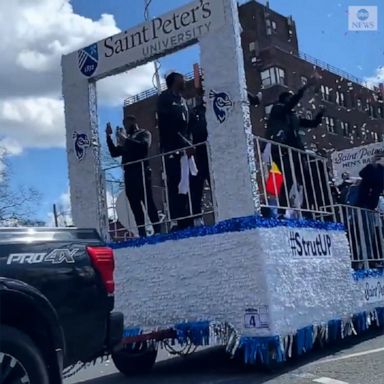 Jersey City threw a parade for the Saint Peter's men's basketball team to celebrate their historic NCAA tournament run.