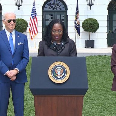 VIDEO: Judge Jackson celebrates historic Supreme Court appointment at White House