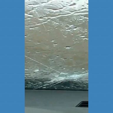 Huge hailstones cracked a car windshield in South Dakota as parts of the state were pummeled amid a severe thunderstorm. 