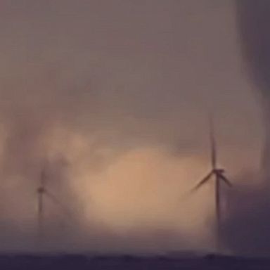 A tornado touched down near a collection of wind farms south of Crowell, Texas, as severe storms swept from the north of the state into Oklahoma.