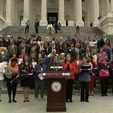 House Speaker Nancy Pelosi and other Democrats held a press conference in front of the Capitol ahead of Saturday's protests over a possible Supreme Court opinion overturning Roe v. Wade. 