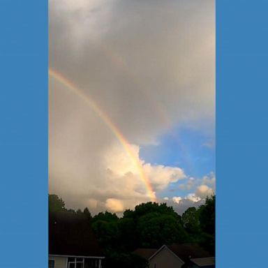 PHOTO: Timelapse footage shows a double rainbow appear as clouds clear in Kentucky.