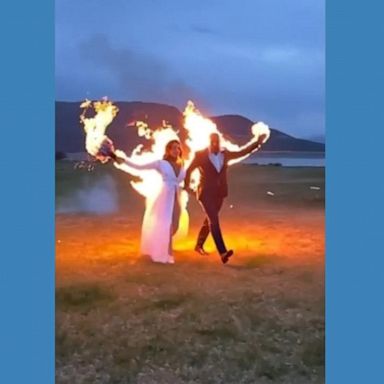 PHOTO: When two stunt performers tie the knot, the wedding ceremony has to be daring.