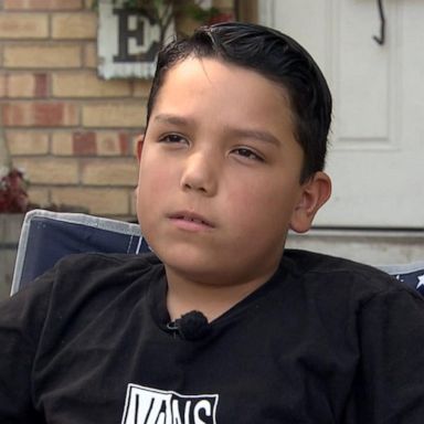 PHOTO: Samuel Salinas, 10, a student at Robb Elementary School, details the shooting that claimed the lives of his teacher and some of his classmates.