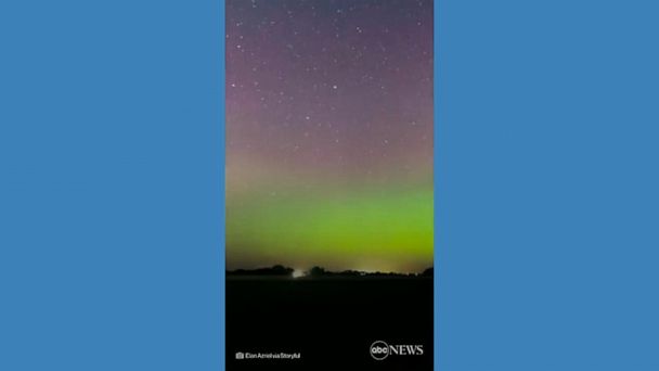 Aurora borealis dances over North Dakota. 
