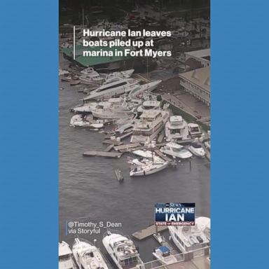 VIDEO: Hurricane Ian leaves boats piled up at marina in Fort Myers