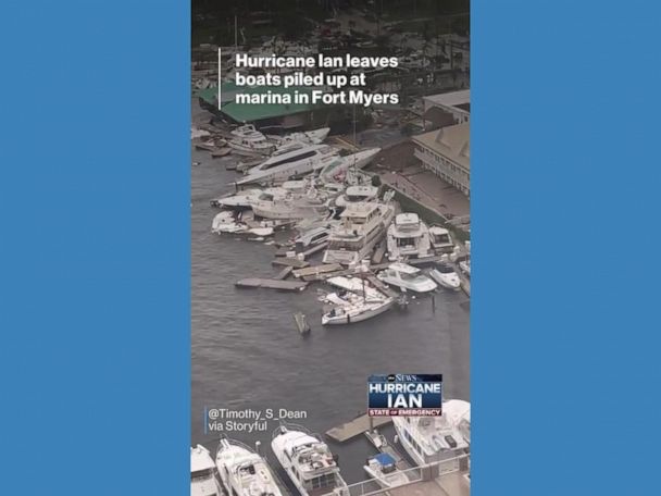 Hurricane Ian leaves boats piled up at marina in Fort Myers - Good Morning  America