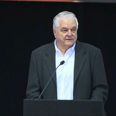 Gov. Steve Sisolak was among the officials speaking at an event to honor victims of the Route 91 mass shooting.