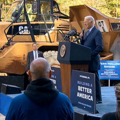 President Joe Biden on Thursday traveled to Pennsylvania to tout his infrastructure law and make a campaign appearance for Democratic Senate nominee John Fetterman.