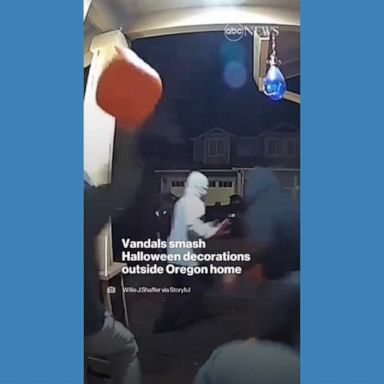 VIDEO: Vandals smash Halloween decorations outside Oregon home