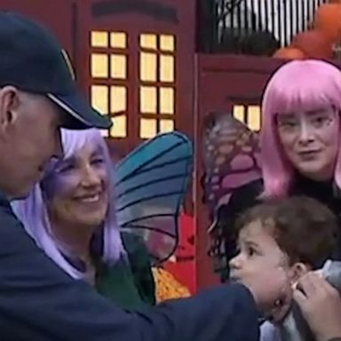 VIDEO: The Bidens welcome trick-or-treaters to the White House for Halloween