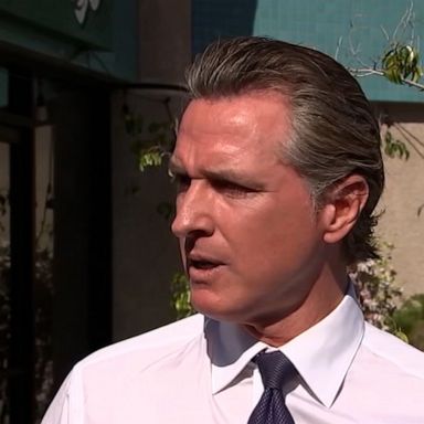 California Gov. Gavin Newsom speaks to the press about mass shootings from Monterey Park, California.