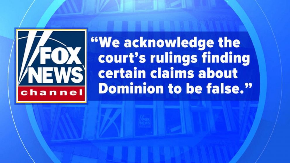 Video Fox News Pays Dominion Voting Systems 787 Million To Settle Defamation Case Abc News 5814