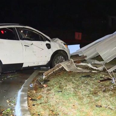 At least one person is dead after an Oklahoma town was hit by a large tornado Wednesday night, officials said, as severe weather moves through the region.