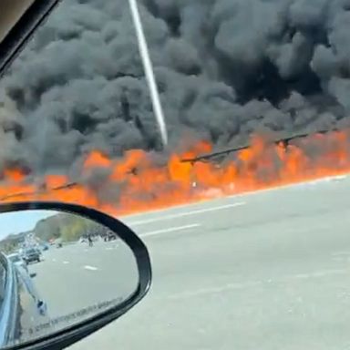 The accident on the Gold Star Bridge in Groton sparked a massive fire.