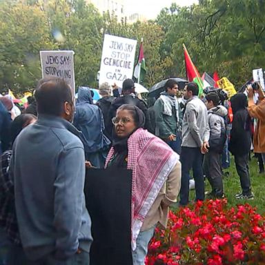 ABC News’ Em Nguyen reports on the demonstration in support of the Palestinian people.