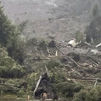 The state's Dept. of Public Safety said they had searched the region with several resources including K9s, drones, boats and helicopters since the landslide struck Monday night.