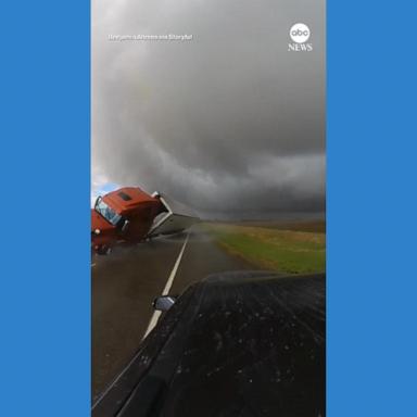 VIDEO: Semitruck slams into oncoming vehicle in Nebraska as strong storms hit heartland