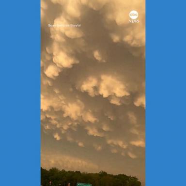 VIDEO: Mammatus clouds fill the sky as severe weather hits Kansas